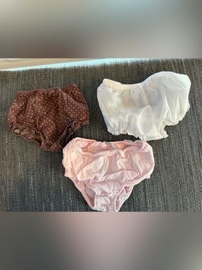 3-Pack Baby Bloomers - White, Light Pink & Brown Polka Dot
